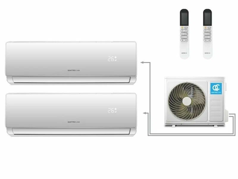 Мульти сплит-система на 2 комнаты инверторная QUATTROCLIMA QN-FM21UA + QV-FM07WA + QV-FM12WA FREDDO (20 м2 + 35м2)