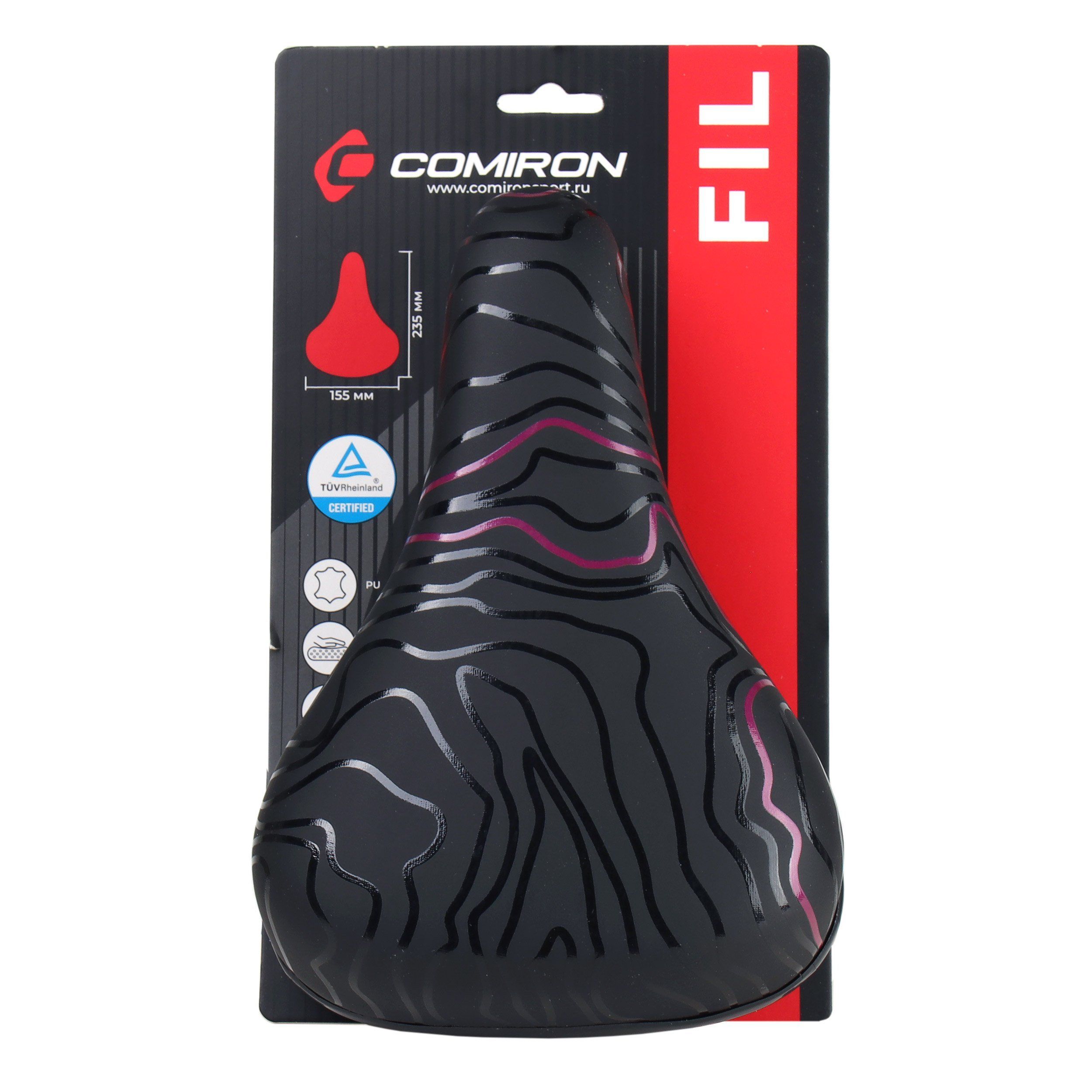 Седло велосипедное детское COMIRON FIL N964P 235x155 мм, чёрный с розовым Седло велосипедное детское COMIRON FIL N964P 235x155 мм, чёрный с розовым
