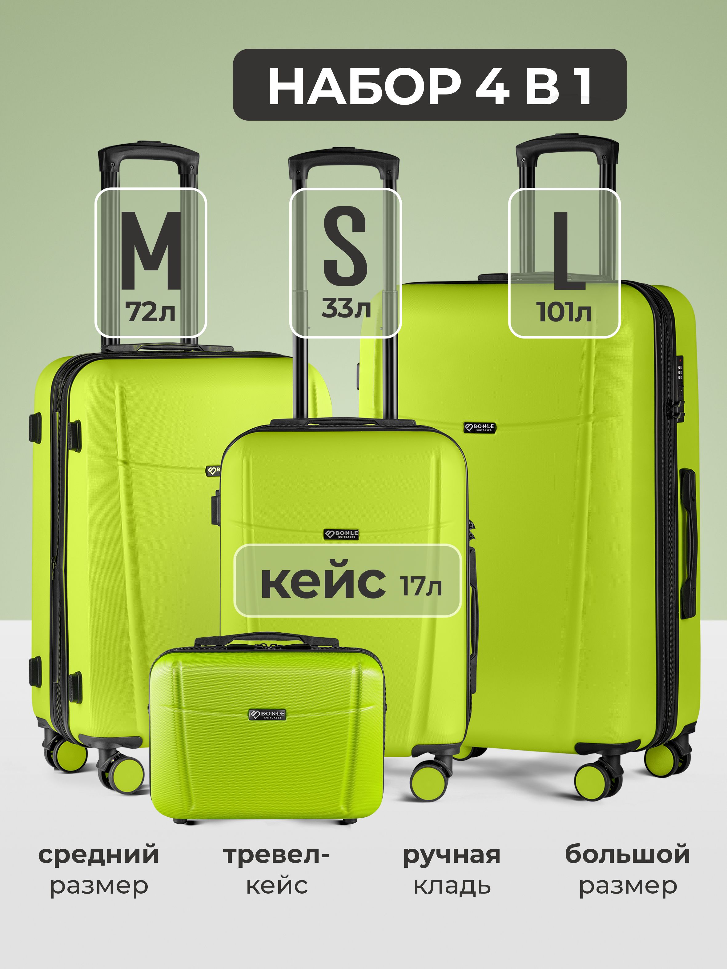 Чемоданынаколесах,комплектXS/S/M/L-ручнаякладь,большой,среднийибьютикейс