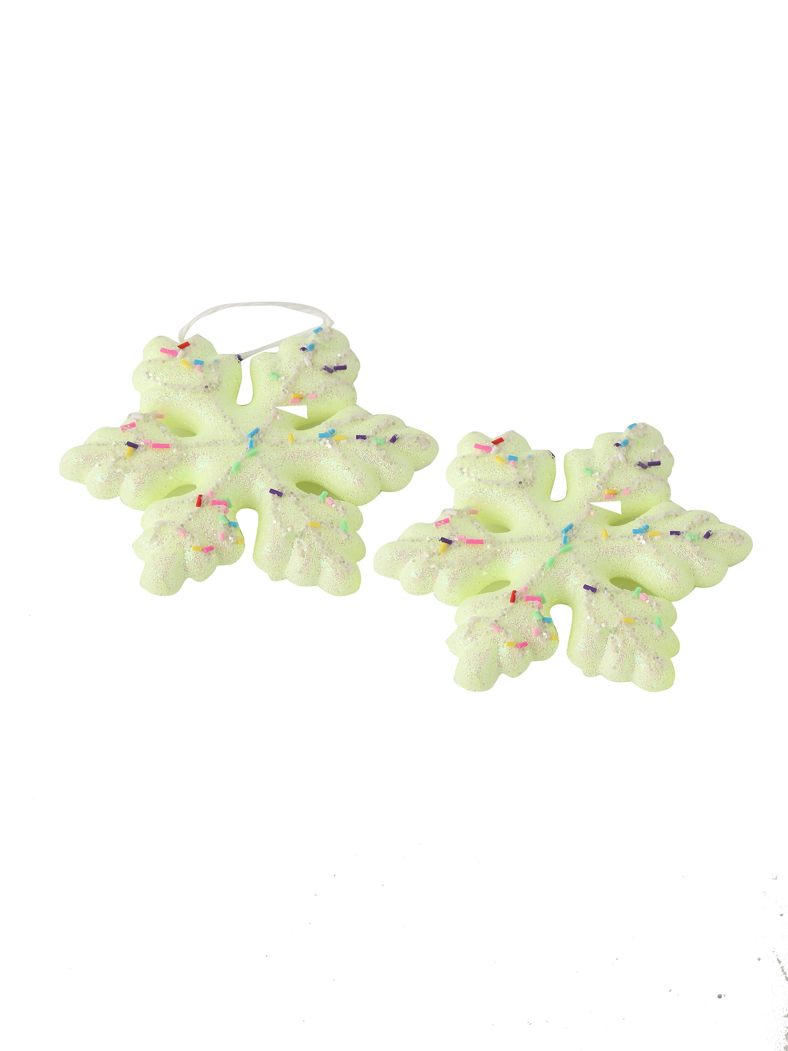 Набор новогодних игрушек Снежинки в уп/2 штук Жёлтый 10*10*2CM Китай