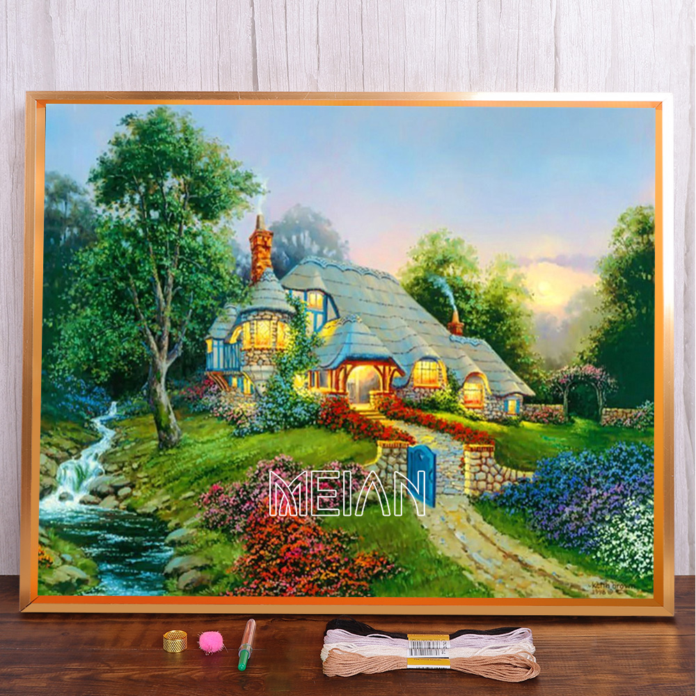 MEIAN Набор для вышивания,30x40CM,Чистый холст с сеткой 11CT,40 цветов ...
