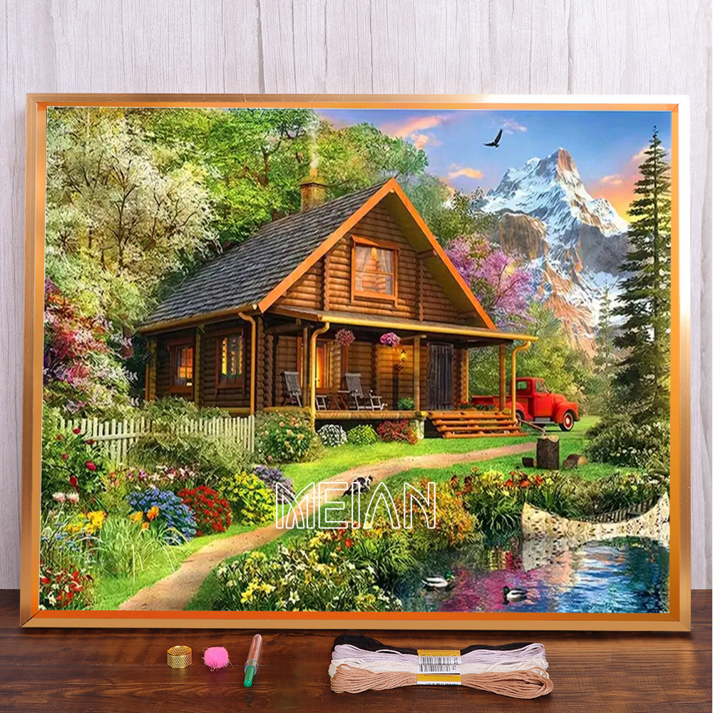 MEIAN Набор для вышивания,30x40CM,Чистый холст с сеткой 11CT,40 цветов ...
