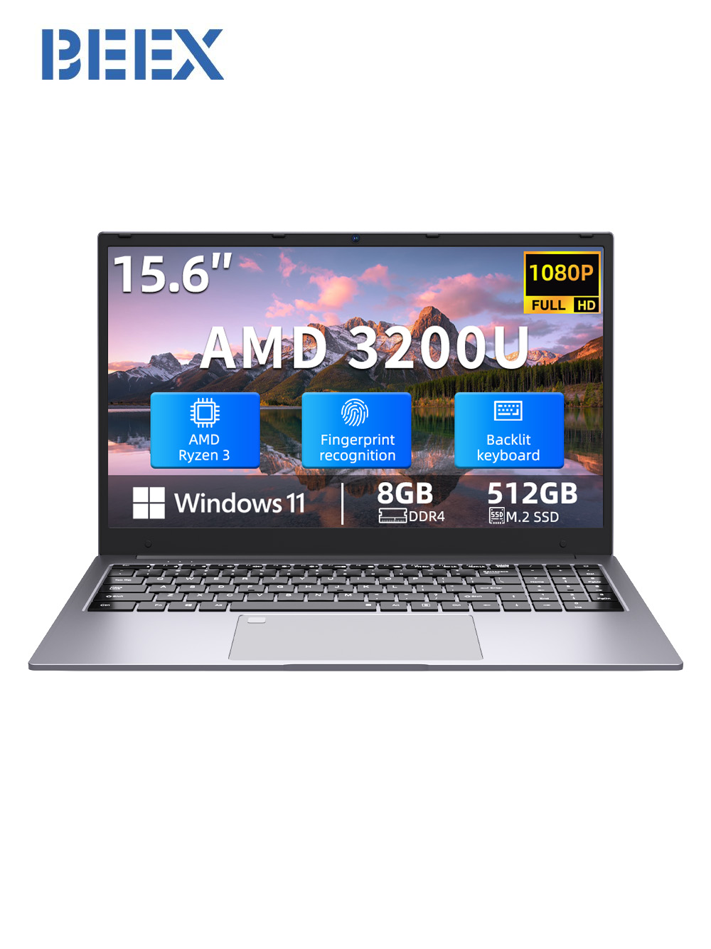 BEEXНоутбукНоутбук15.6",AMDRyzen33200U,RAM8ГБ,SSD512ГБ,WindowsPro,(15,6-дюймовыйноутбук),серый,Английскаяраскладка
