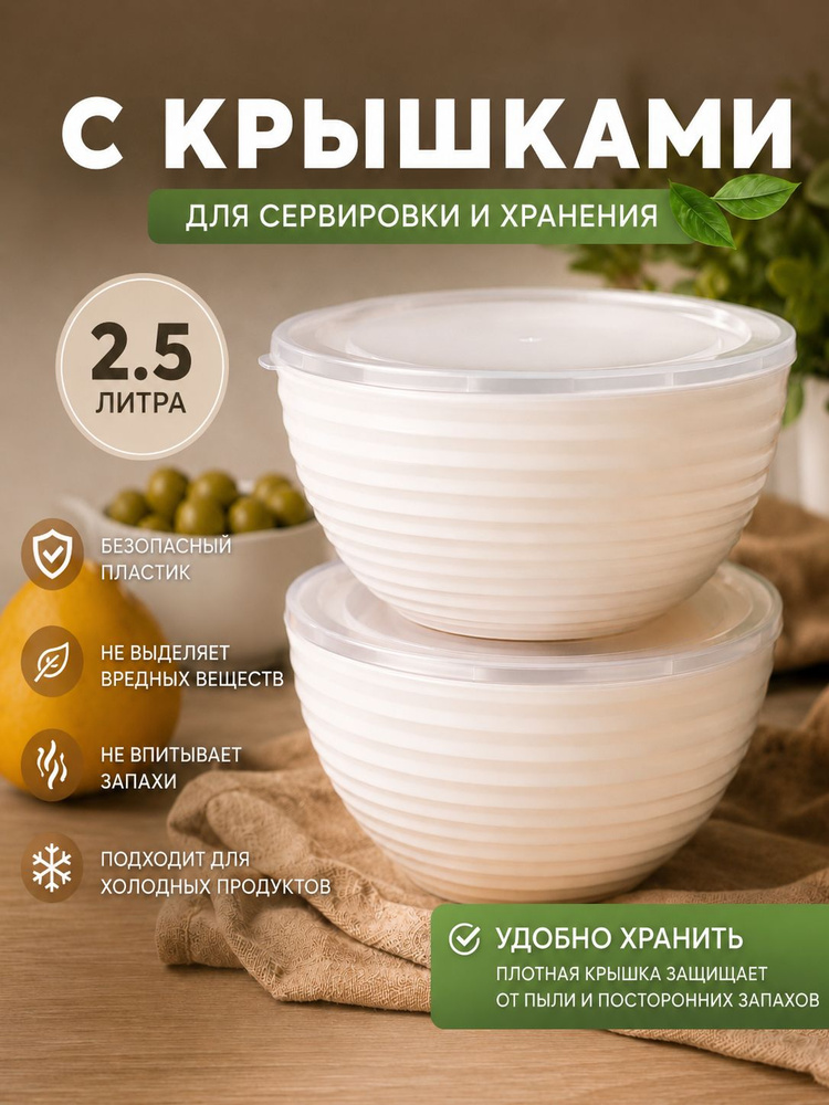 Салатник с крышкой , 2 шт , 2,5 литра #1