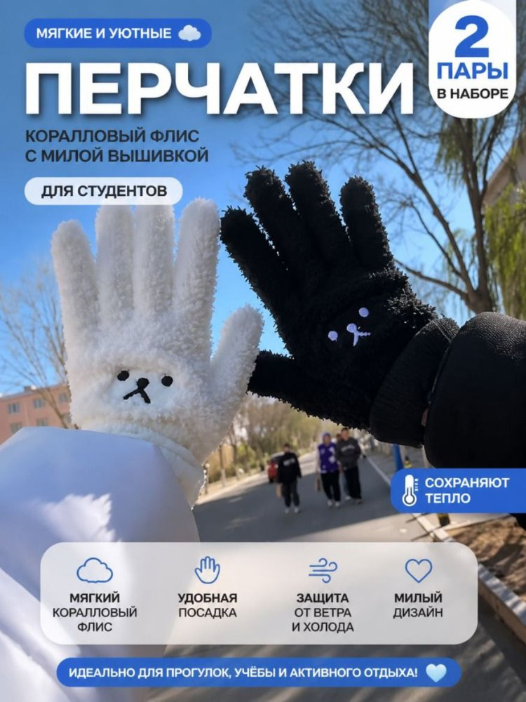 Перчатки термо, 2 пары #1