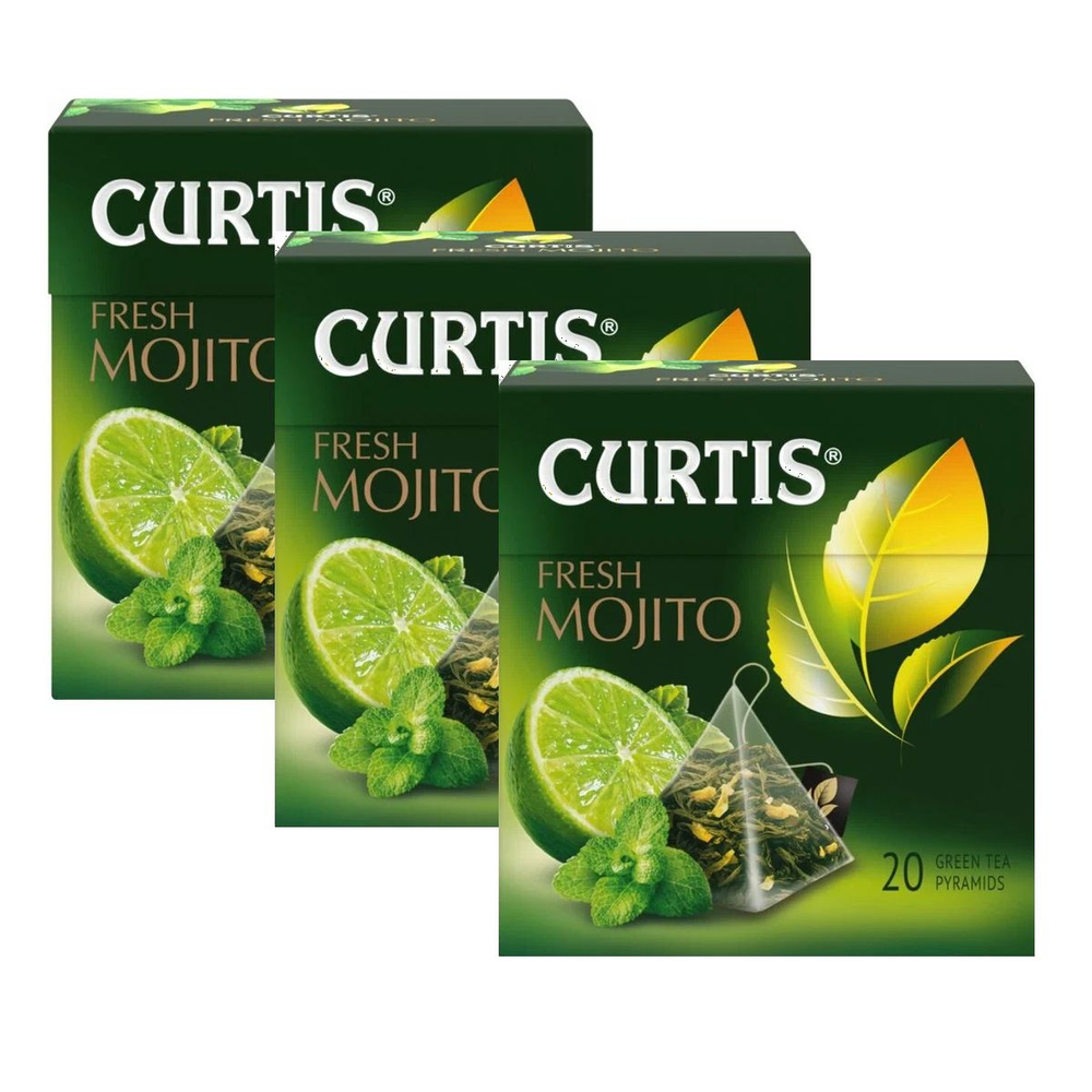 Чай зеленый Curtis Fresh Mojito в пирамидках 1,7 г х 20 шт, 3 упак #1