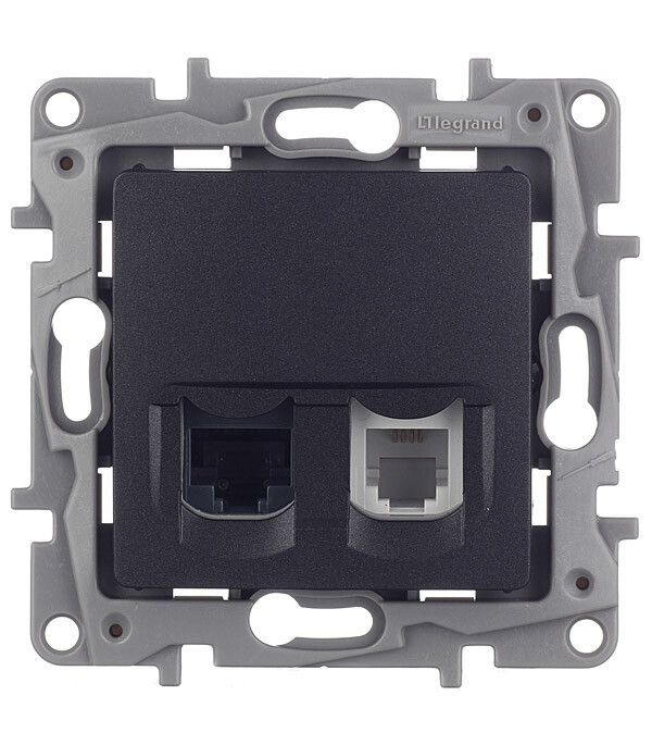 Розетка телефонная/компьютерная Legrand Etika 672652 скрытая установка ...