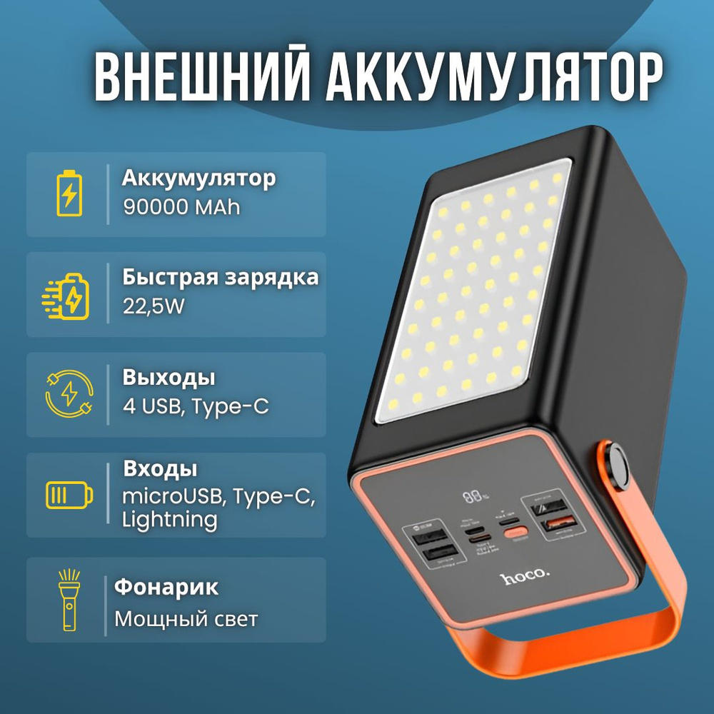 Внешний аккумулятор (Power Bank) hoco JJJ_USB Type-C_USB - купить по  выгодным ценам в интернет-магазине OZON (955457346)