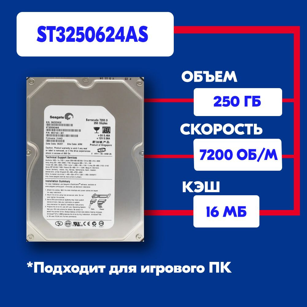 250 ГБ Внутренний жесткий диск Seagate ST3250624AS (ST3250624AS ...