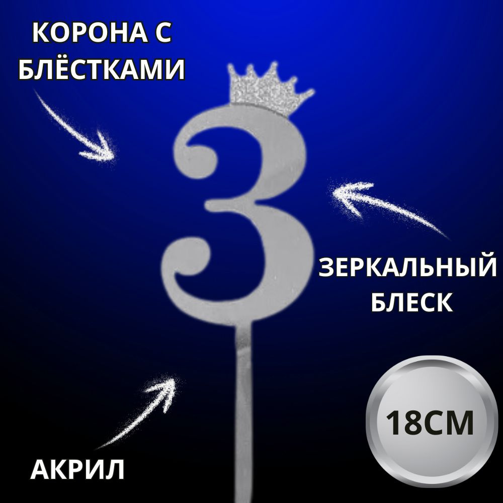 Топпер для торта зеркальный 18см #1