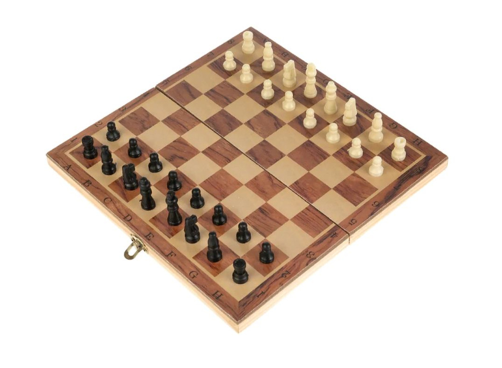 Деревянная настольная игра 3 в 1 : "Шахматы, Шашки, Нарды" размер поля 24х24 см, светлый  #1