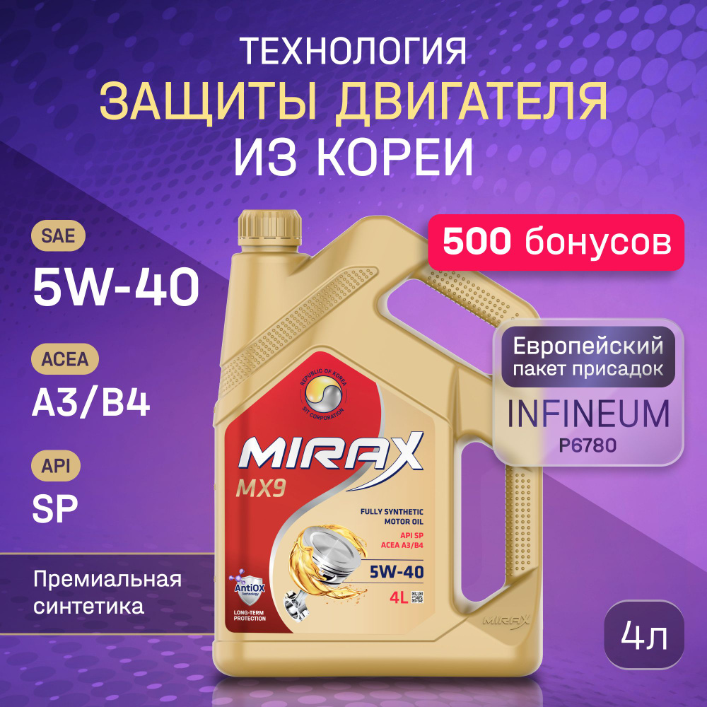 MIRAX MX9 5W-40 Масло моторное, Синтетическое, 4 л