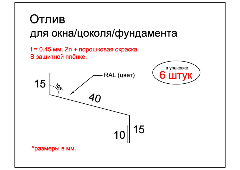 Отливы для цоколя фундамента металлические