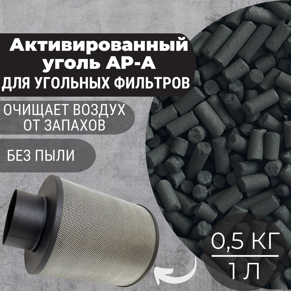 Уголь активированный (1Л) для угольных фильтров и очистки воздуха, 0.5 ...