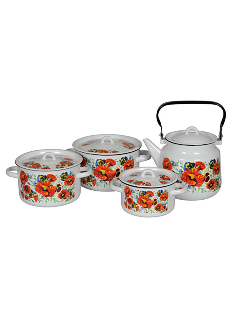 Набор эмалированных кастрюль Маки мечта, 3 шт - купить с доставкой по ...