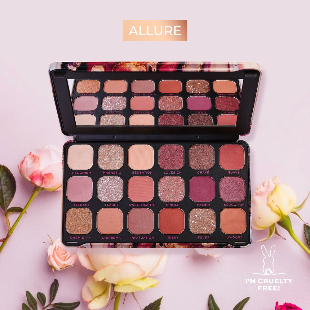 Makeup Revolution Тени для век FOREVER FLAWLESS Allure: большая палетка для глаз, нюдовые, блестящая, #1