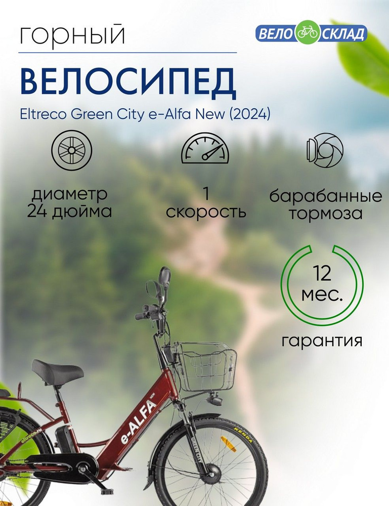 Электровелосипед Eltreco Green City e-Alfa New, год 2024, цвет Коричневый  #1