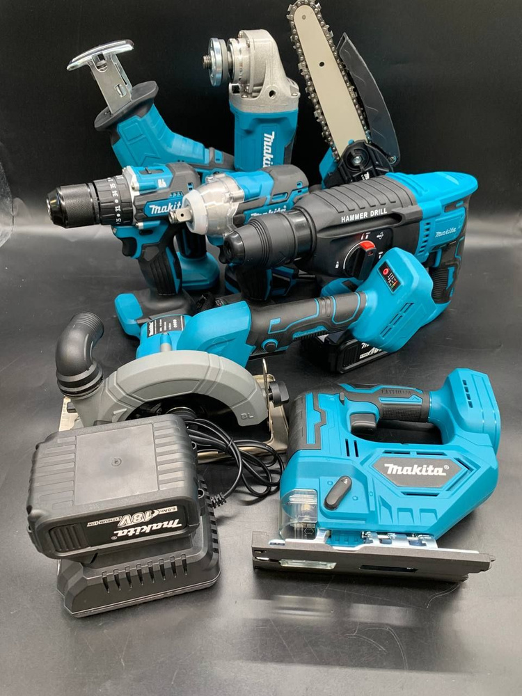 Набор инструментов Макита аккумуляторный 8 в 1/Перфоратор, шуруповерт ...