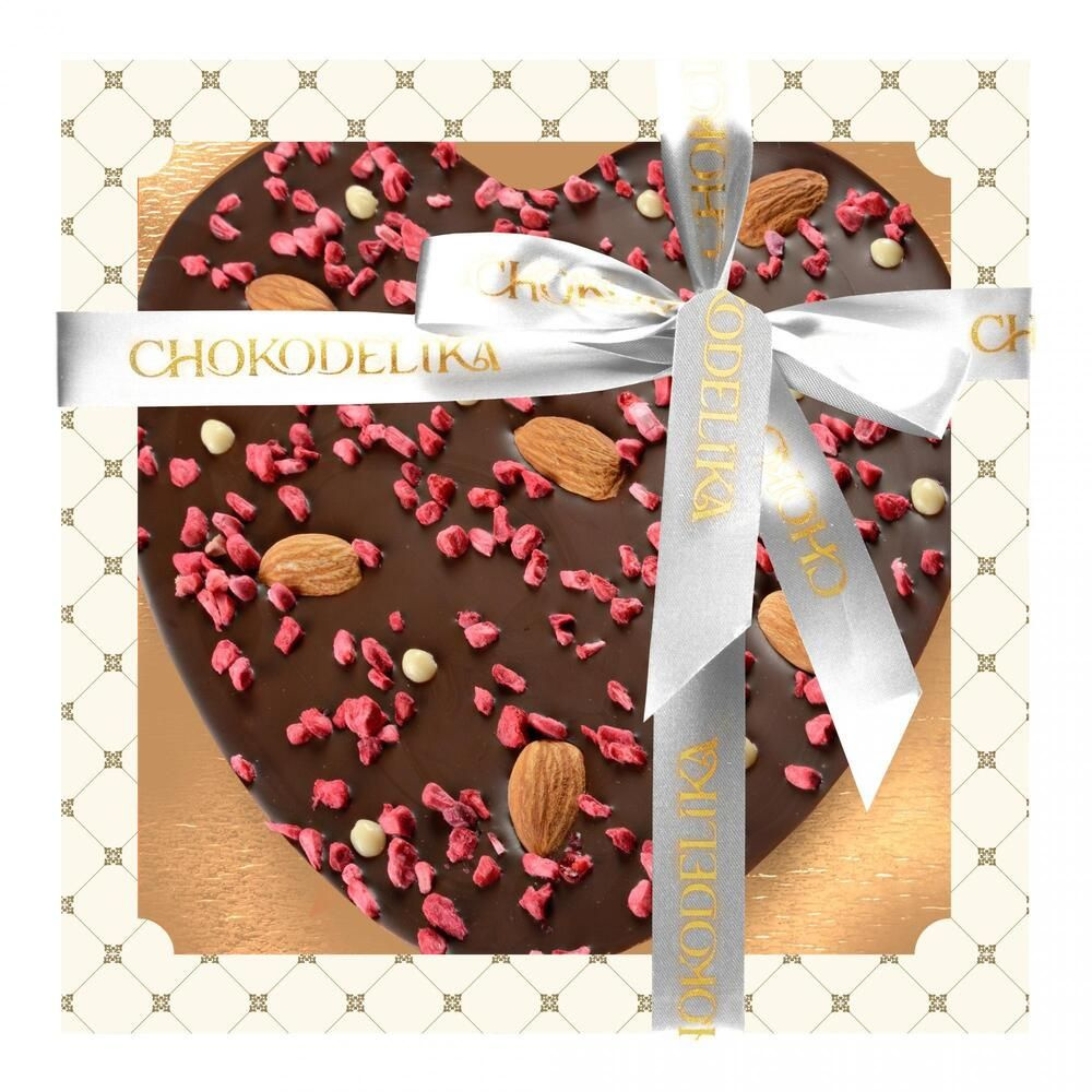 Шоколад Chokodelika темный с миндалем Малиновое сердце, 180 гр - купить ...