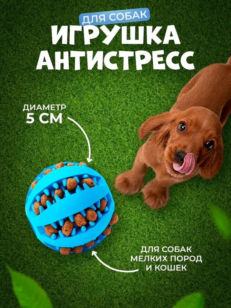 Игрушка мяч для собак for cats and dogs, синий, 5 см #1