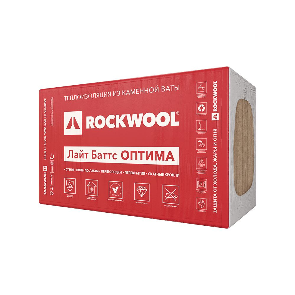 Rockwool Лайт Батс Оптима (1000*600*50) 10п/6м2/0,3м3/20 пач.пал #1