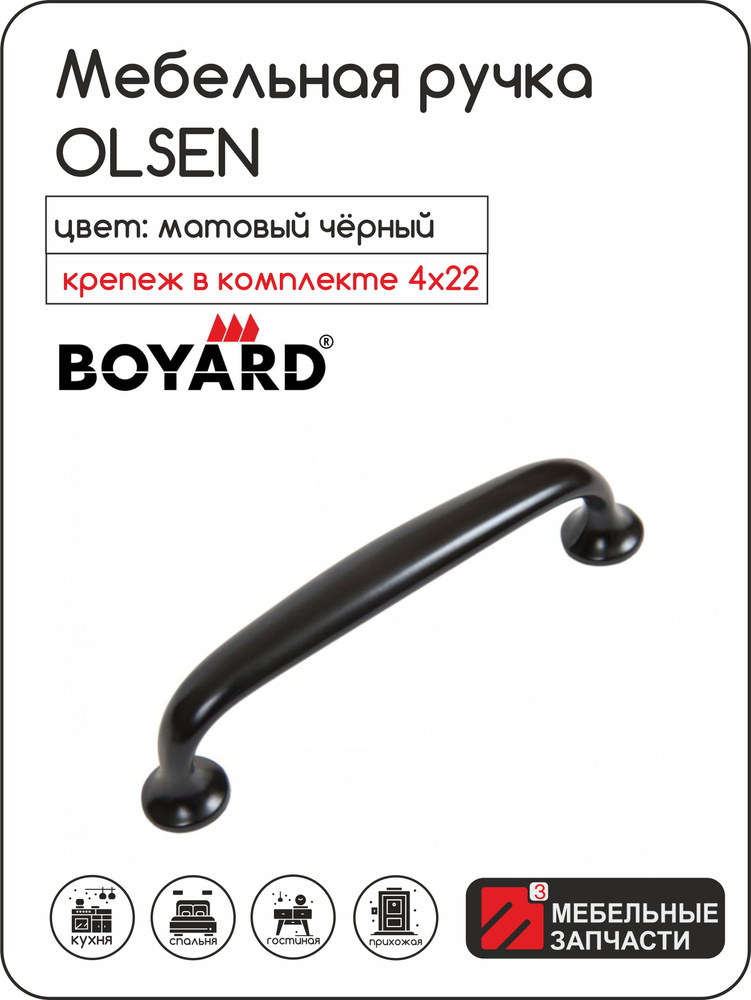 Мебельная ручка OLSEN RS463BL/ 96 Чёрный матовый #1