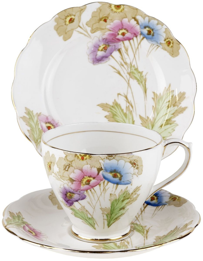 Чайное трио "Анемоны", фарфор, Royal Standard, Великобритания, первая ...