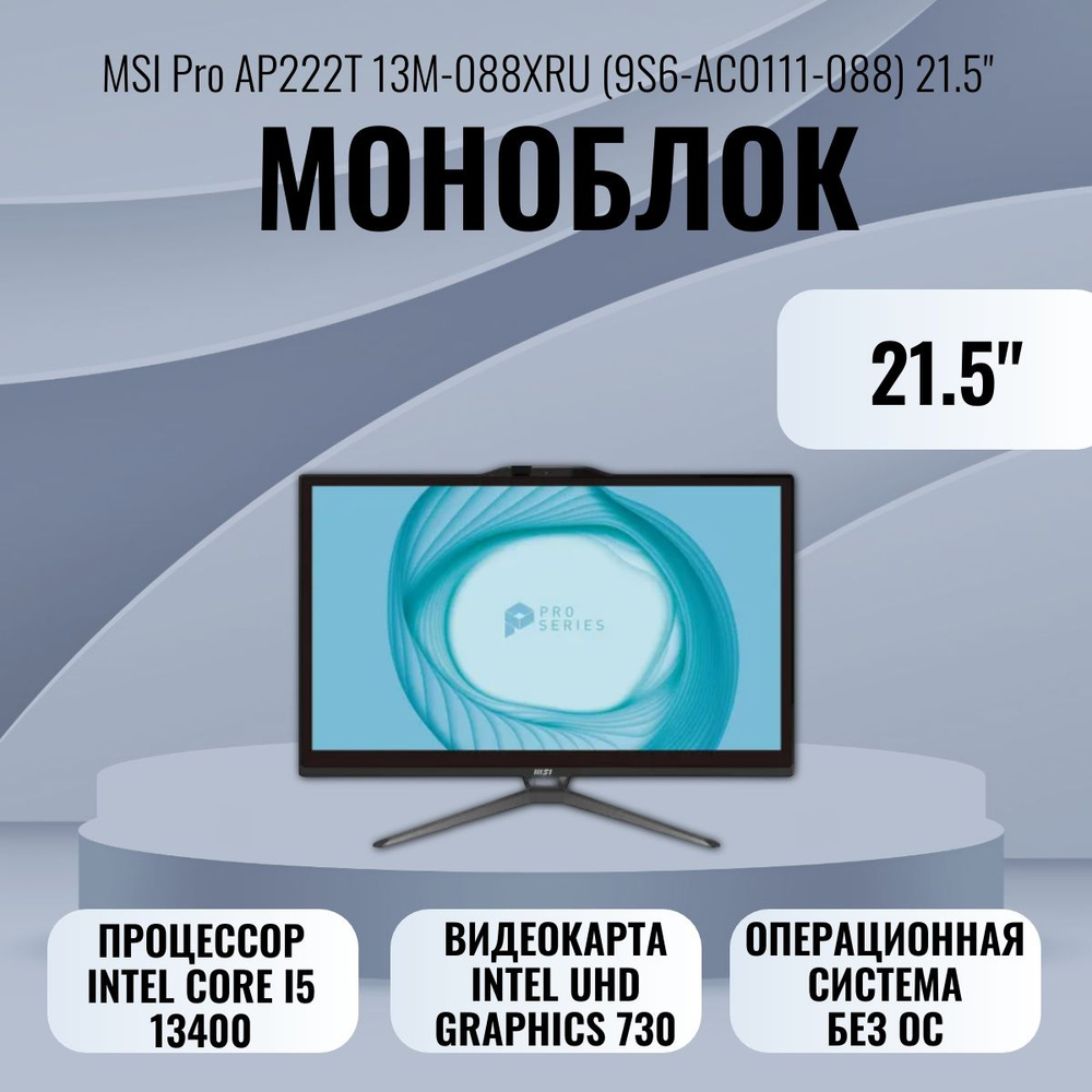 MSI 21.5" Моноблок Pro AP222T 13M-088XRU, 21.5, Full HD, Touch (9S6-AC0111-088) (Intel Core i5 13400, #1