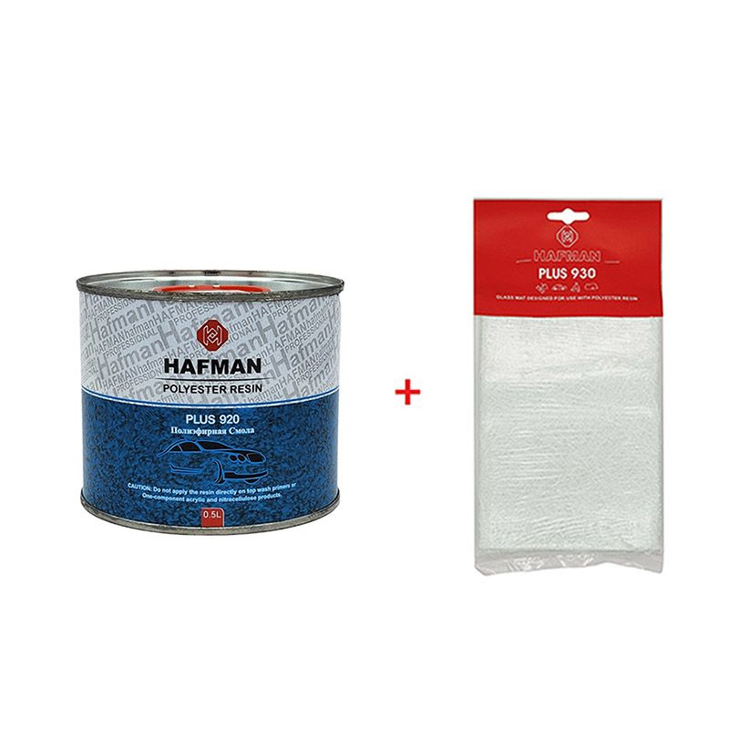 Ремкомплект Hafman Plus 920 смола полиэфирная 0,5л. с отв.+ стекломатериал 0,25м2  #1