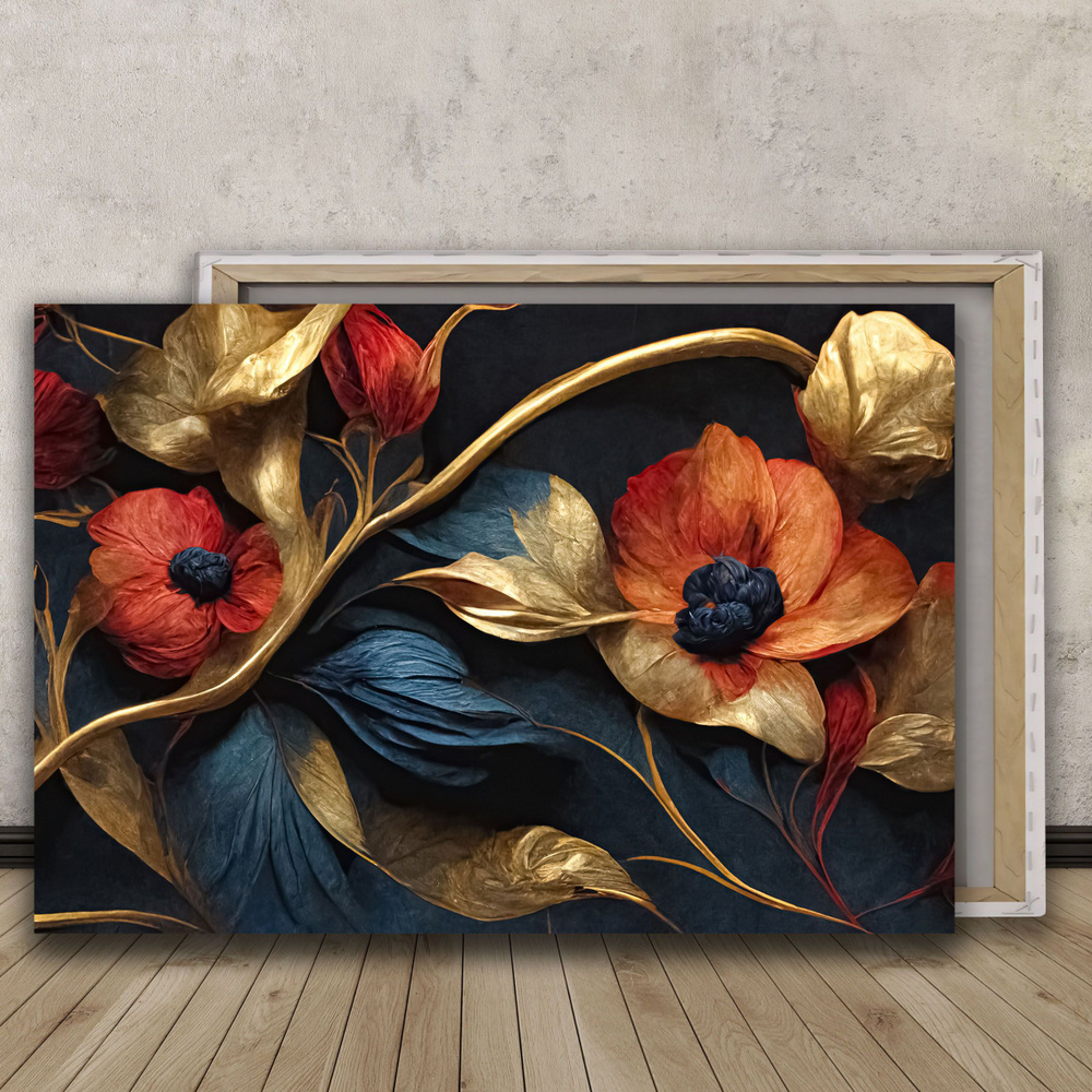 BRUSHBLOOM Картина "Живописные абстрактные цветы (16)", 80 х 60 см  #1