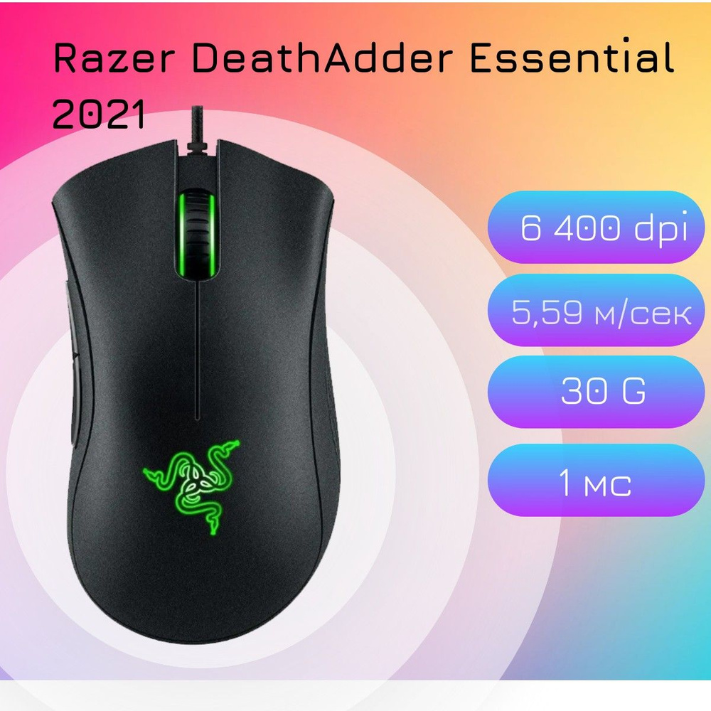 Razer Игровая мышь DeathAdder Essential 2021 (6400dpi) USB черный #1