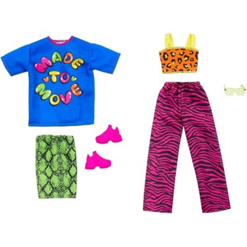 Одежда для куклы Барби Футболка, юбка, топ, брюки, кроссовки и очки  #1