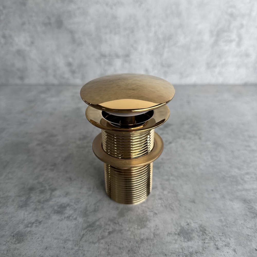 Донный клапан для раковины латунь CeramaLux металлический для умывальника золото без перелива  #1