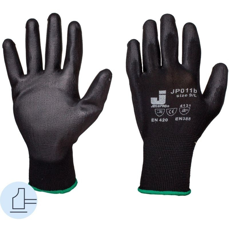 Защитные перчатки JETA SAFETY Черные, с покрытием, размер L, 12 пар, JP011b  #1