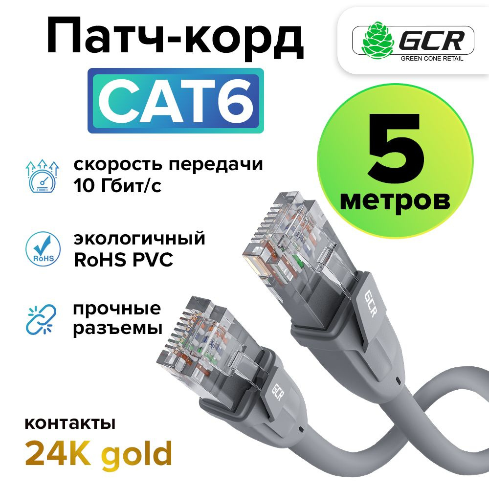 Кабель RJ-45 Ethernet GCR GREEN CONE RETAIL LNC 610 - купить по низкой цене  в интернет-магазине OZON (242691582)