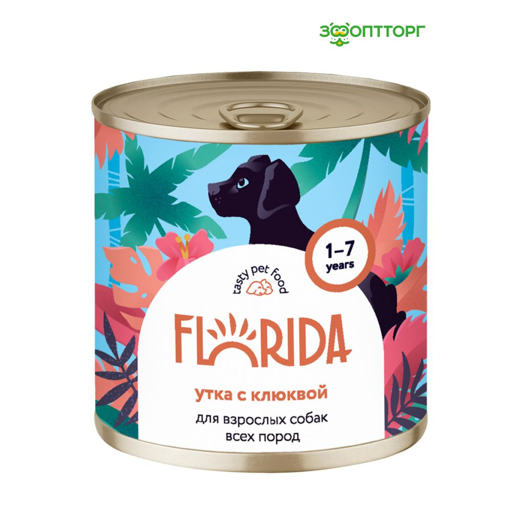 Влажный корм Florida для собак с уткой и клюквой, 240 г. #1