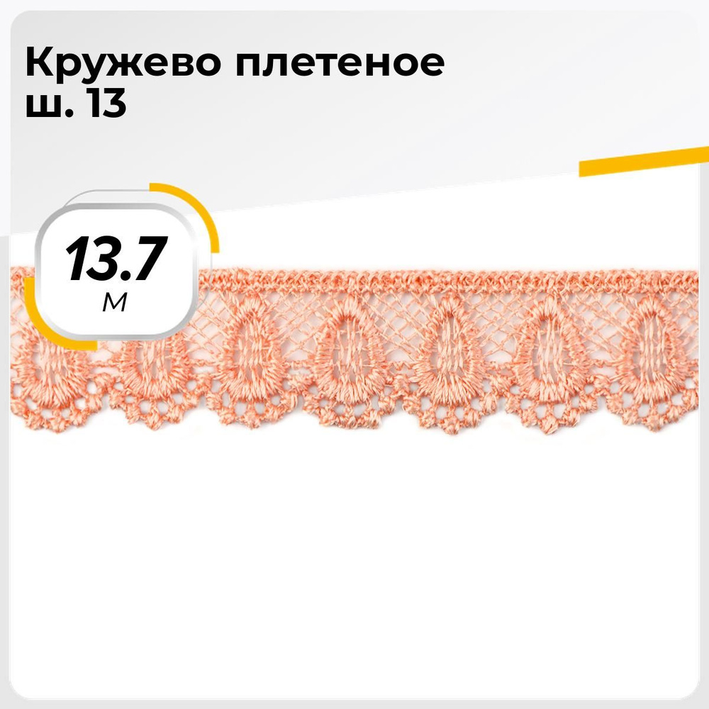 Кружево для рукоделия и шитья вязаное гипюровое, тесьма 2 см, 13.7 м  #1