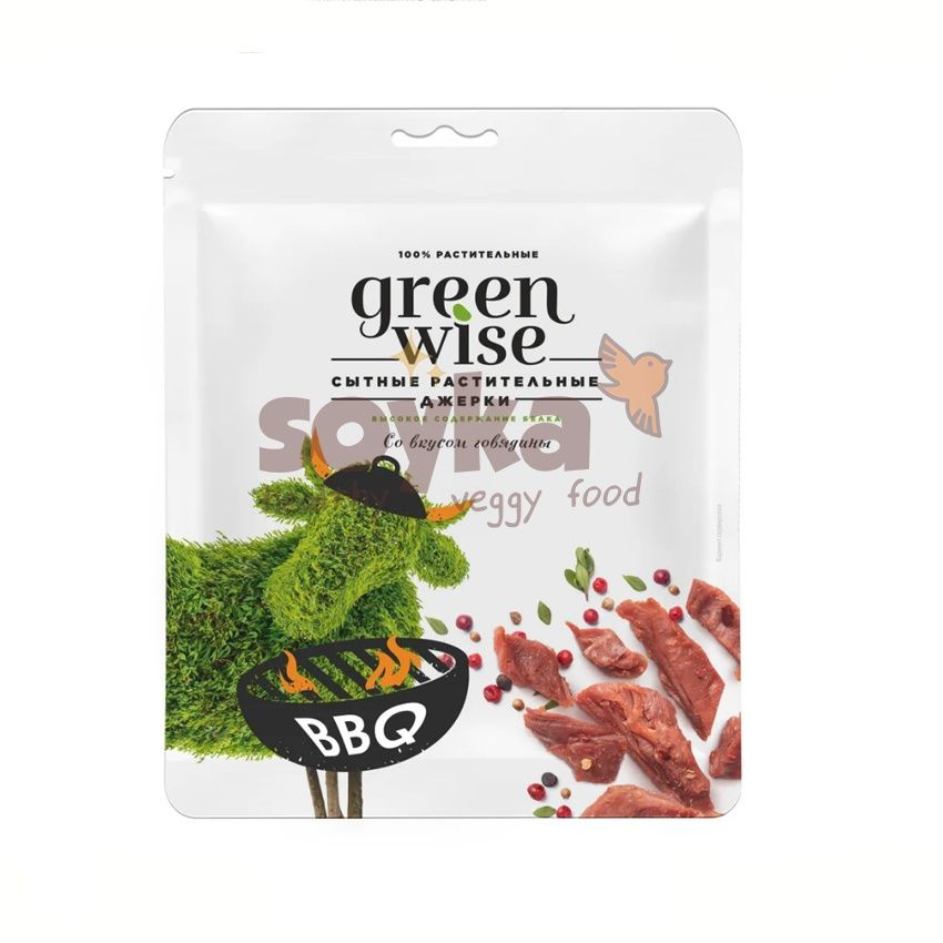 Джерки соевые со вкусом говядины BBQ Greenwise, 36г #1