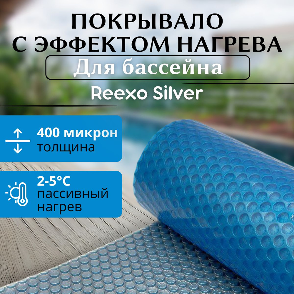 Пузырьковое покрывало Reexo Silver Cut, серебристо-голубой, 400 мкр, 9*4 м (д*ш), артикул RX-SILV-C0409 #1