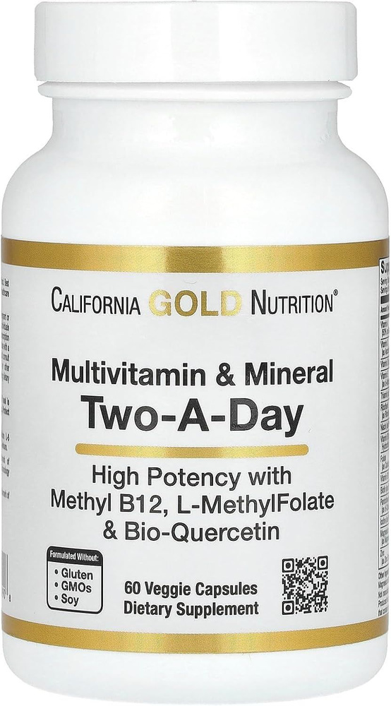 California Gold Nutrition Two-A-Day Multivitamin 60 veggie capsules ...
