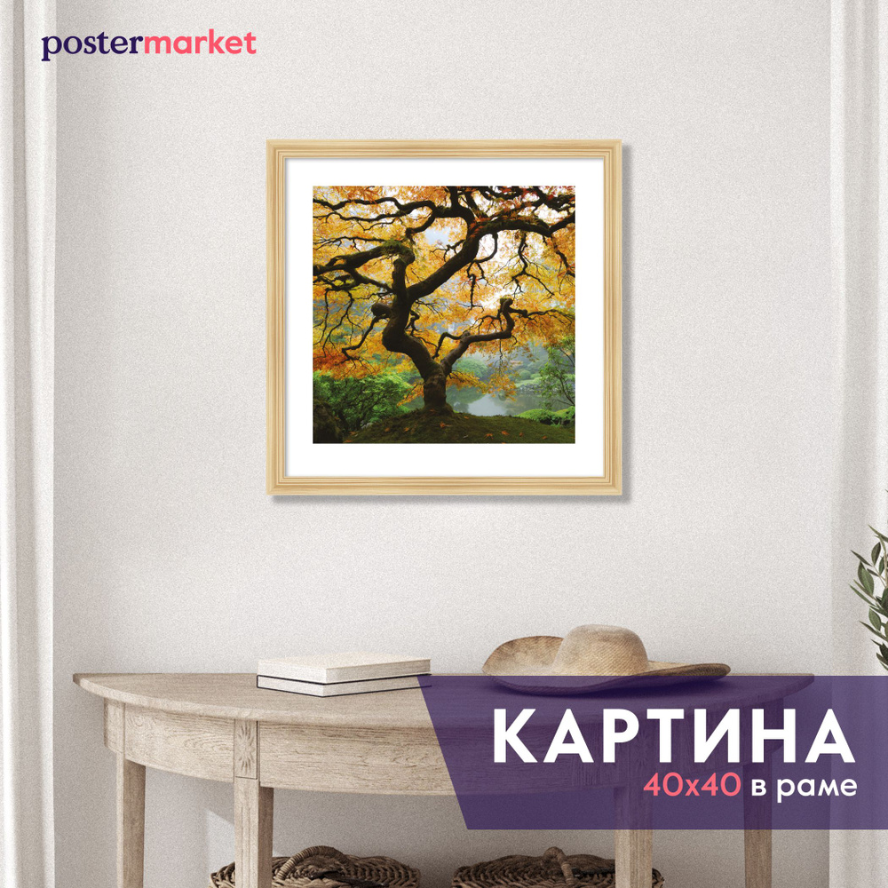 Картина в раме Postermarket "Осенний клен", 40 х 40 см #1