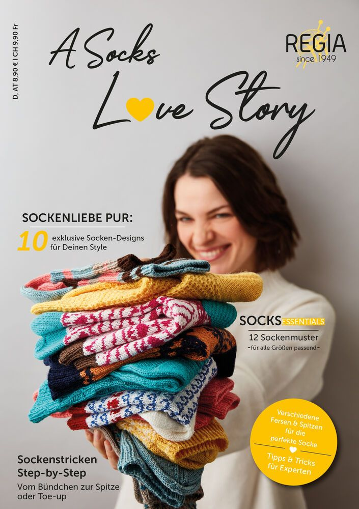 Буклет Regia "A Socks Love Story", 10 моделей, на немецком языке, MEZ, 9856761-00001, с переводом-вкладышем #1