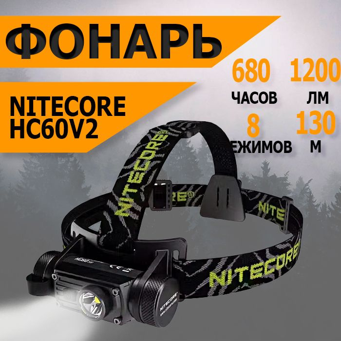 Фонарь светодиодный налобный Nitecore HC60V2 #1