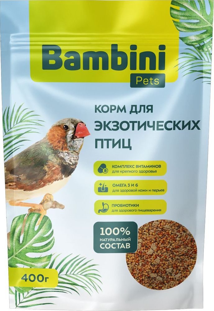 Корм для экзотических птиц сухой Bambini Pets / Бамбини Петс из просо и рапса 400г / зерновая смесь  #1