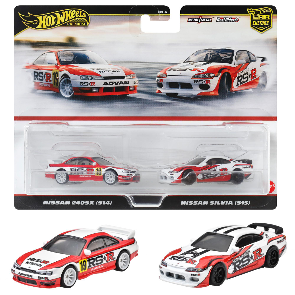 Машинка коллекционная Mattel Hot Wheels Premium 2 Pack HBL96-Nissan 240SX (S14) & Nissan Silvia (S15) #1