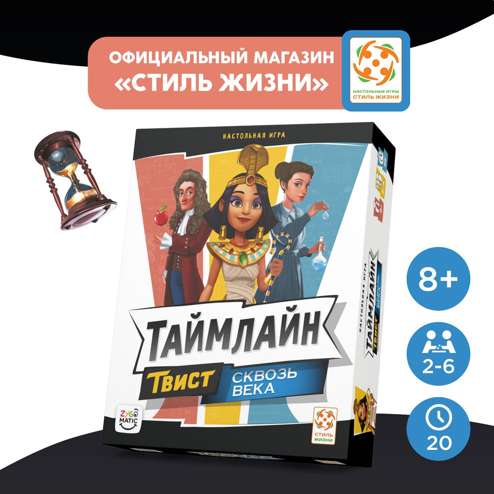 "Таймлайн Твист. Сквозь века"/Настольная игра/Познавательная игра для взрослых и детей от 8 лет/Стиль #1