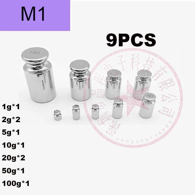9шт комплект Калибровочных весов из нержавеющей стали марки M1 в миллиграммах для проверки баланса электрических #1