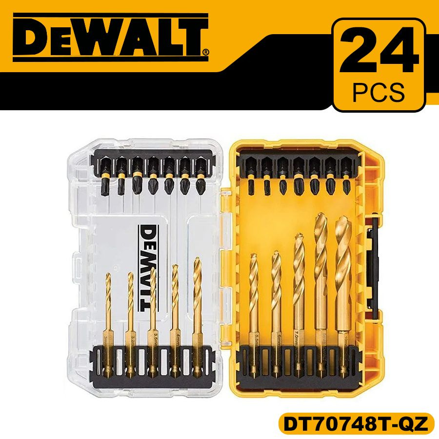 DEWALT Hабор сверла твиста 3-10 мм, Сверло по металлу с с набор бит PZ/PH TORX, 24 штук, DT70748T  #1