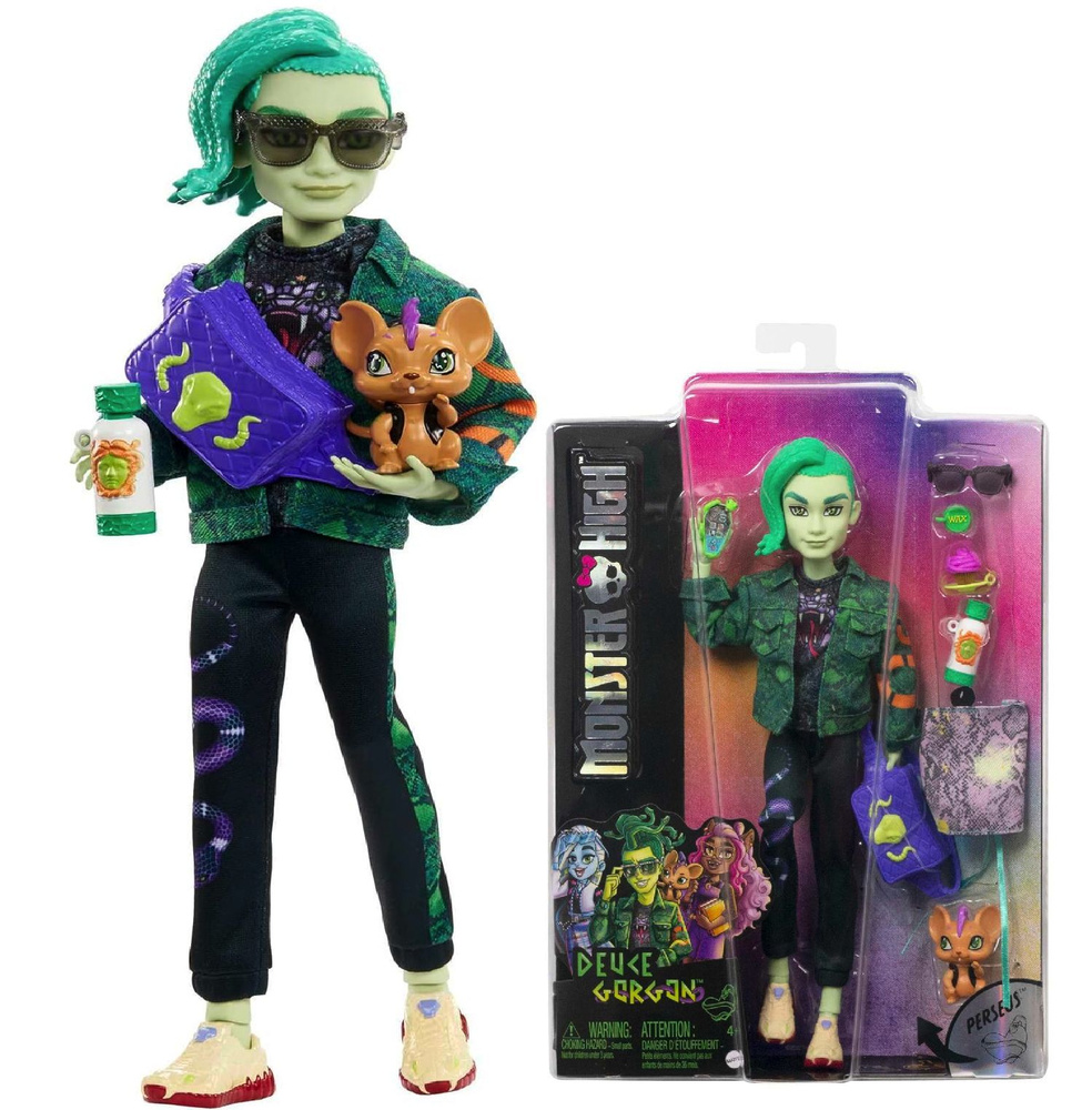 Кукла Монстр Хай Дьюс Горогон с питомцем - Monster High Deuce Gorgon HHK56  #1