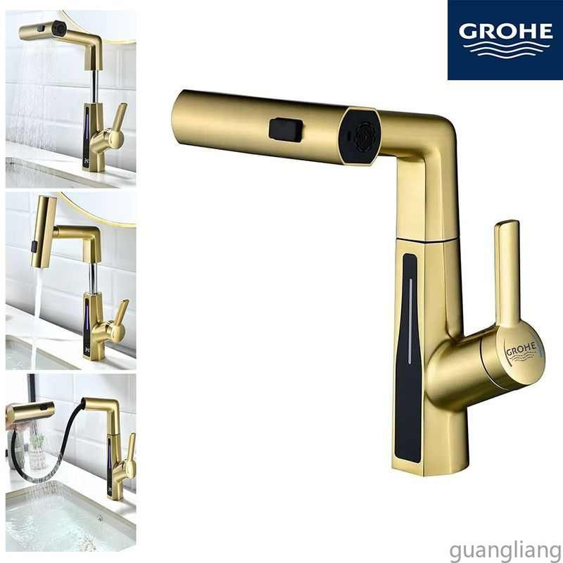 GROHE-Смеситель для раковины, водопадный излив, поворотный носик, латунь, с цифровым дисплеем температуры, #1